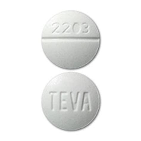 Teva 2203 - Mfr/Supplier Part # 2203-05. FDA Application # ANDA 070184. Supplier TEVA PHARMACEUTICALS Strength 10 MG Imprint TEVA 2203. Additional Information. Additional ...